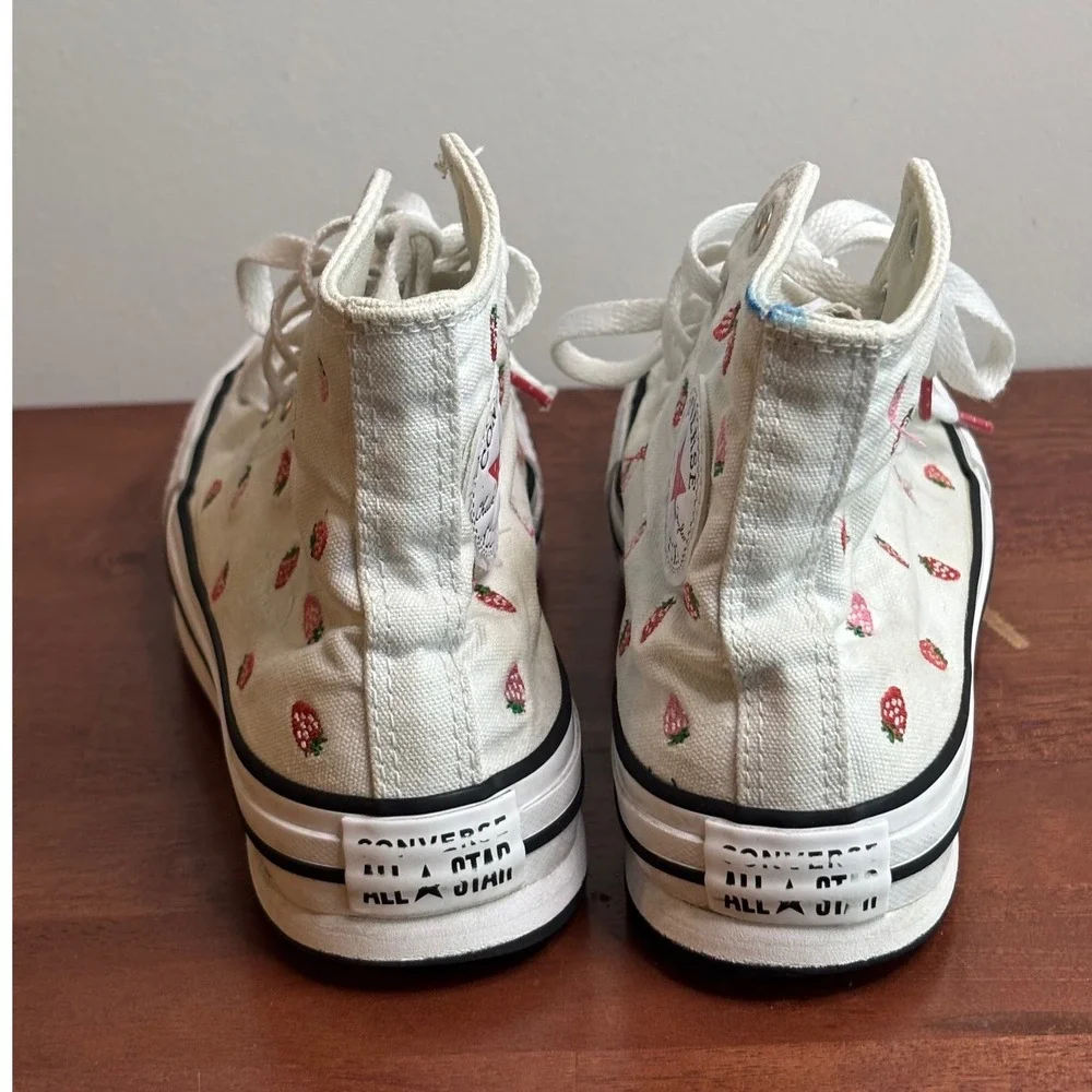 Converse White Strawberry High Top Sneakers Kids Size 4